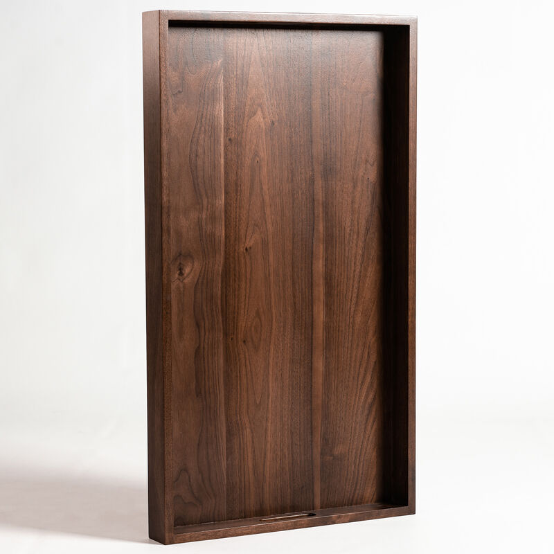 KINWELL Rectangle Black Walnut Wood Serving Tray Ottoman Tray image number 5