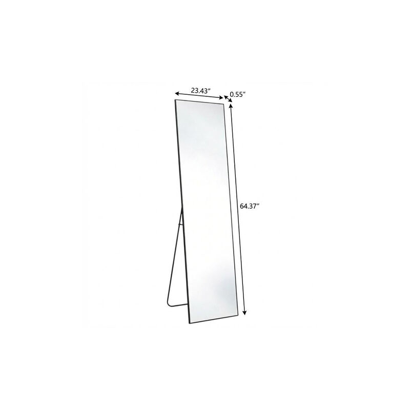 HomeRoots 64" Black Aluminum Freestanding And Wall Mounted Framed Full Length Mirror image number 2