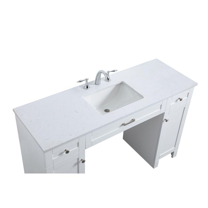 Elegant Kitchen and Bath 54 Inch ADA Compliant Bathroom Vanity In White