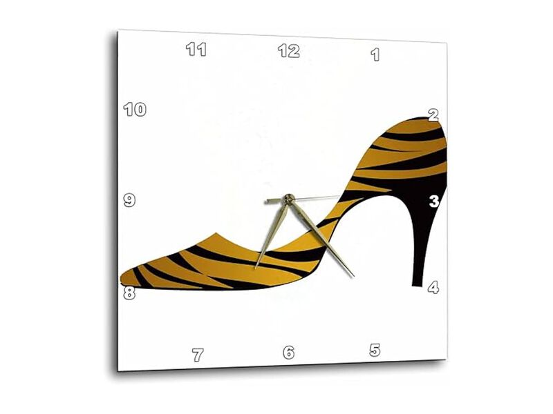 Black Gold Zebra Stripped Ladies High Wall Clock 10 Inch Silent Home Decor image number 0