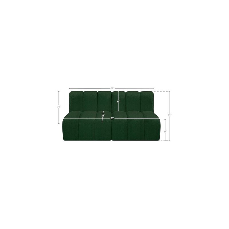 Meridian Furniture Arc Green Boucle Fabric Modular Sofa