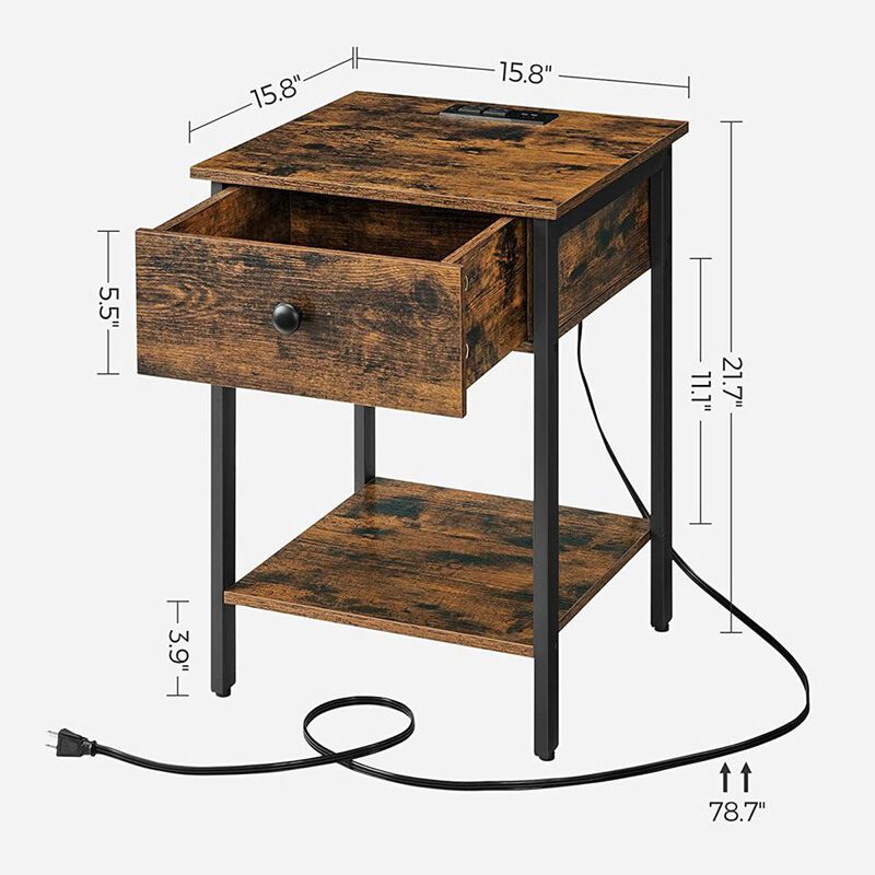 BreeBe Nightstand with Charging Outlets