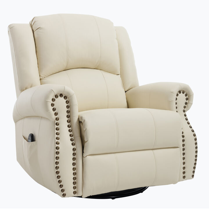 Faux Leather Recliner Chair Rocker Swivel Chair Manual Recliner with Heat & Massage