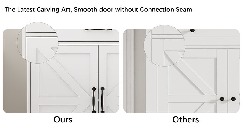 White MDF 55.91 in. Sideboard with X-panel Design Doors