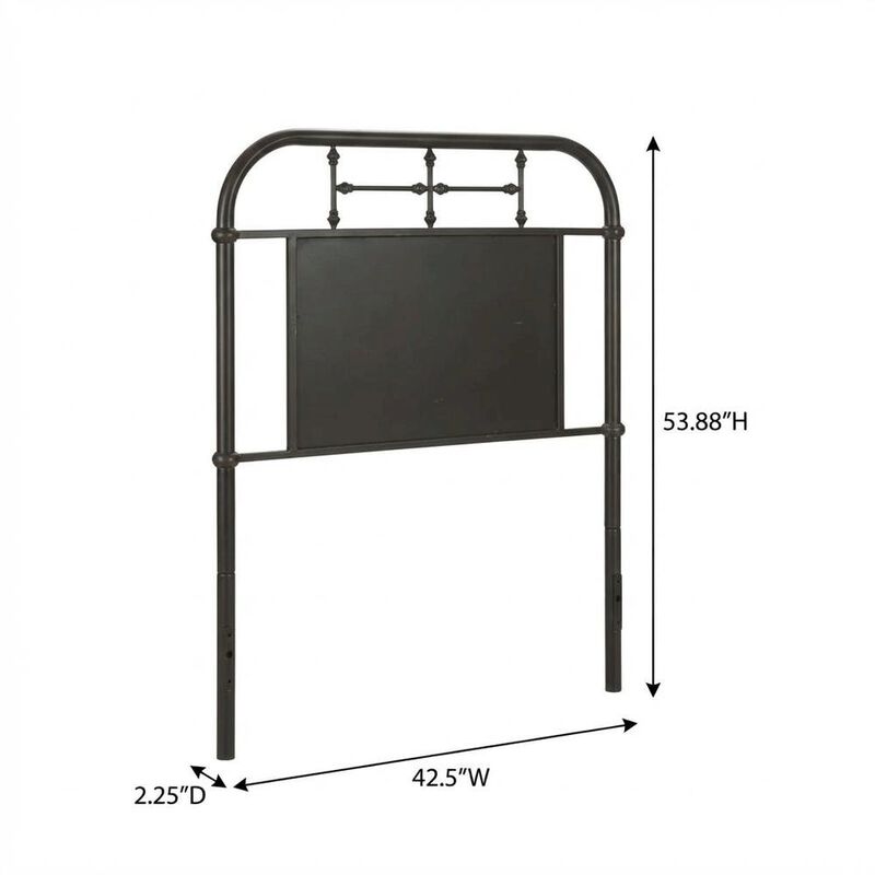 Twin Distressed Metal Headboard, Vintage Design, Sturdy Metal Tube Construction image number 1