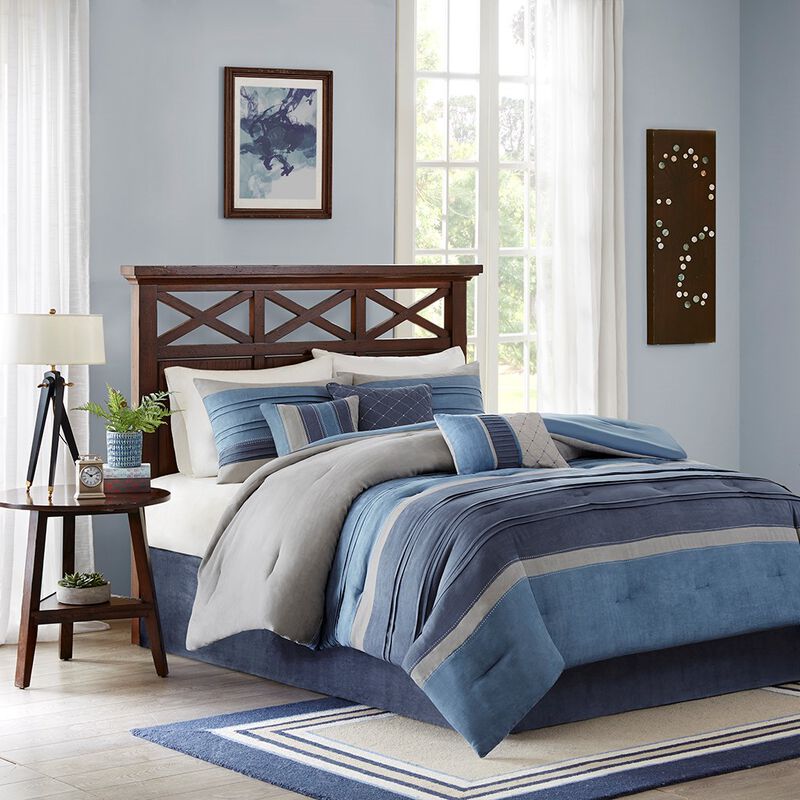 Gracie Mills Conley 7 Piece Suede Pieced Comforter Set - Queen image number 4