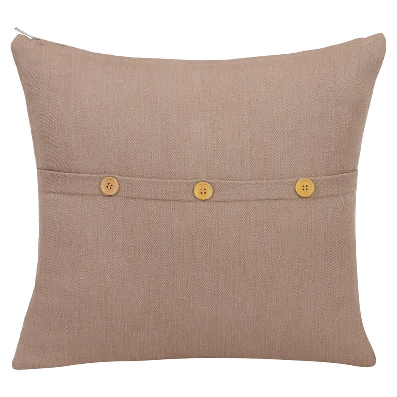 HomeRoots 20" Brown Cotton Throw Pillow With Buttons image number 0