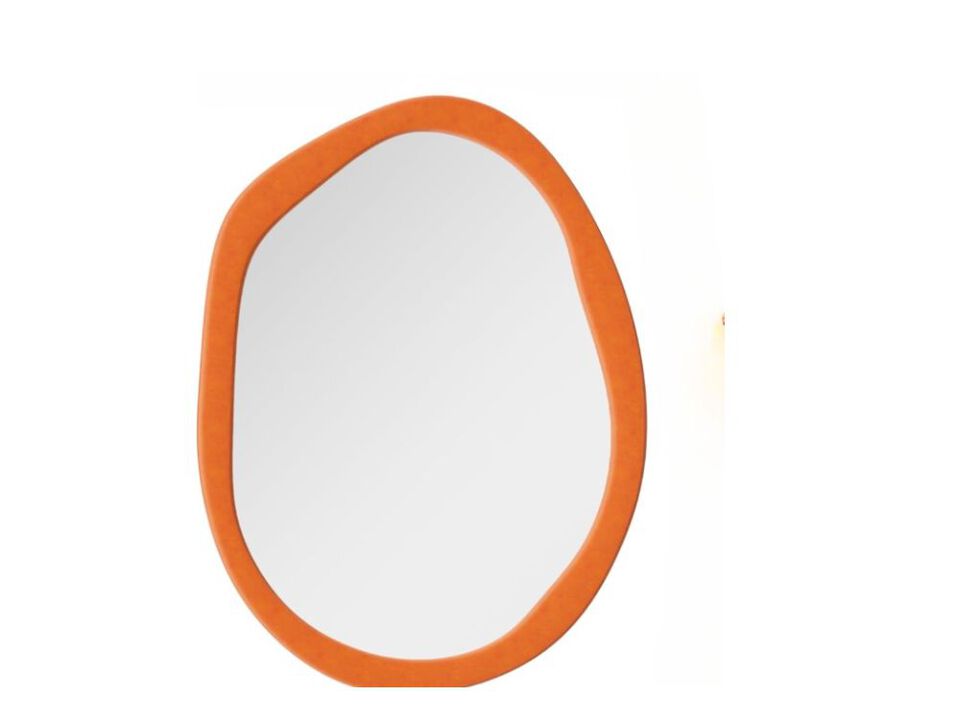 Orange Asymmetrical Wall Mirror &ndash; 32x24 Flannel-Wrapped Frame