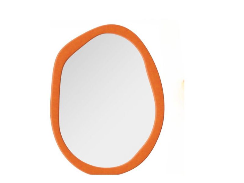 Orange Asymmetrical Wall Mirror – 32x24 Flannel-Wrapped Frame