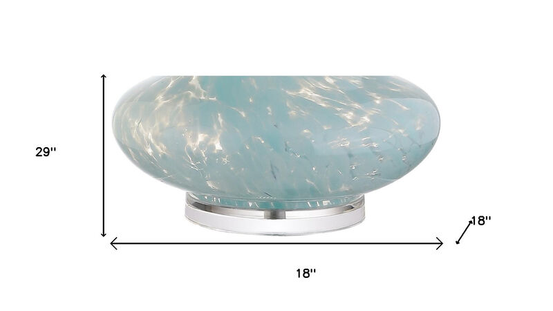 HomeRoots 29" Light Blue And Clear Teardrop Glass Table Lamp With Drum Shade image number 5