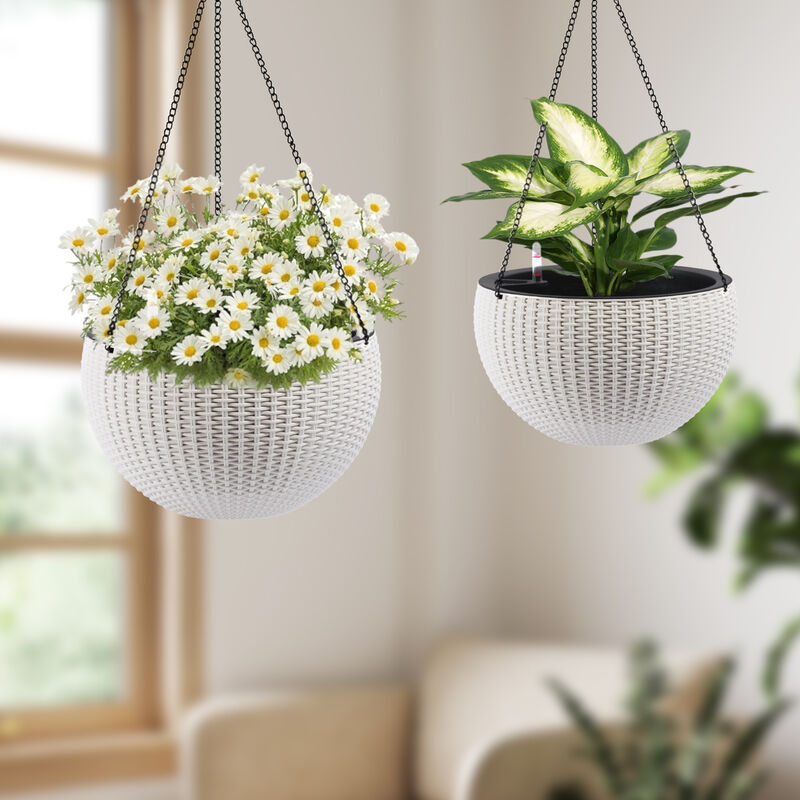 WOW PIONEER Self-Watering Hanging Planter Large Capacity Root-Rot Resistant Water Storage Water Level Indicator image number 1