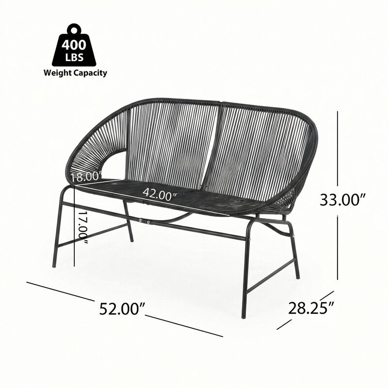 Christopher Knight Home Kamdyn Outdoor Wicker Wrap Hammock Loveseat with Metal Frame image number 2