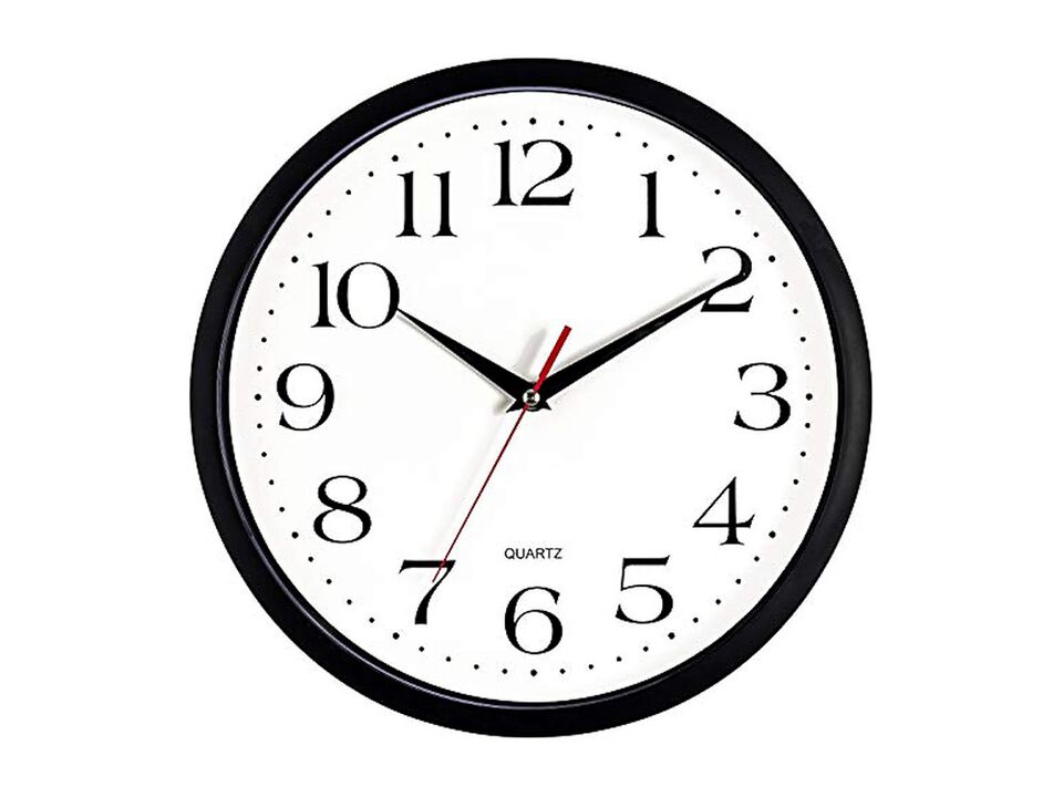 Black Wall Clock 12 Inch Silent Non Ticking Easy Read Battery Operated