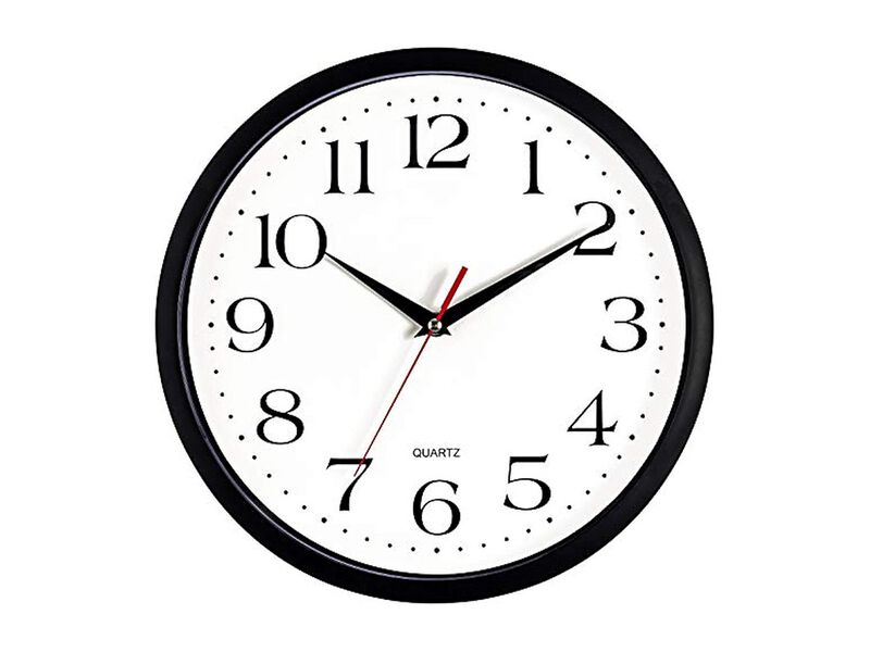 Black Wall Clock 12 Inch Silent Non Ticking Easy Read Battery Operated image number 0