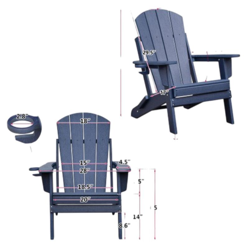 Hivvago HDPE Patio Adirondack Chair image number 2
