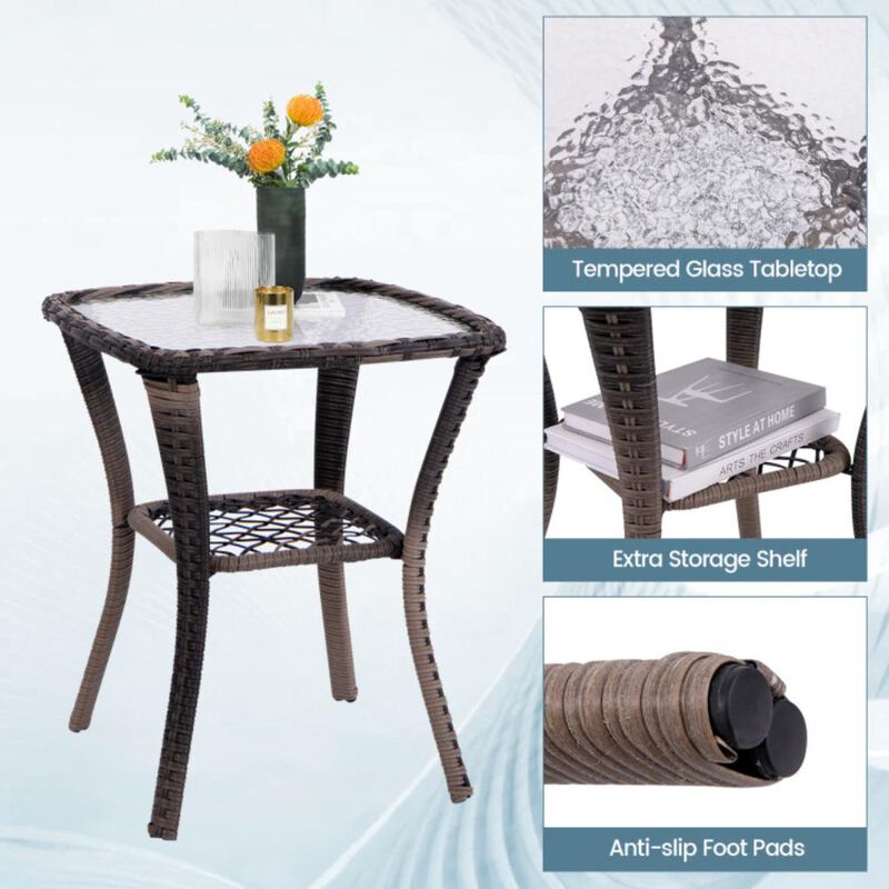 Hivvago 3 Pieces Outdoor Swivel Rocker Set with Small Side Table