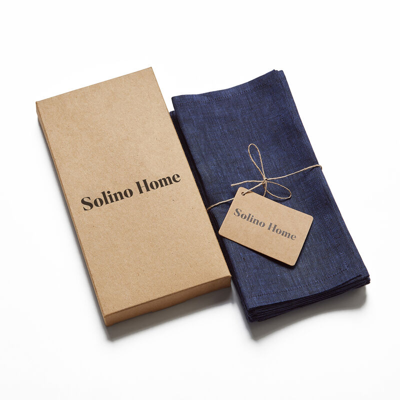 Solino Home 100% Pure Linen Cocktail Napkins 6 x 6 Inch Set of 12 - Fete