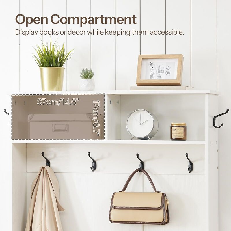 Hall Tree with Coat Rack and Shoe Cabinet, Entryway Unit with Flip Top Drawers image number 6
