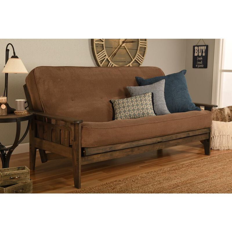 Tucson Frame-Rustic Walnut Finish-Marmont Mocha Mattress