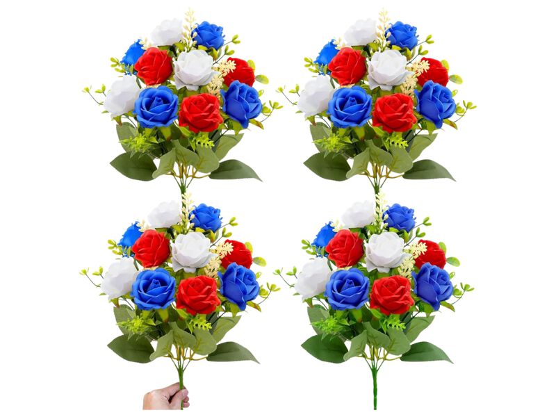 White Artificial Rose Flower Stems UV Resistant Outdoor Home Decor image number 0