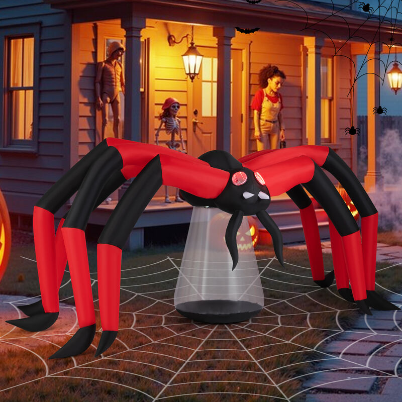 Blow Up Scary Halloween Spider with Red Light Eyes for Outdoor Yard-Red image number 4