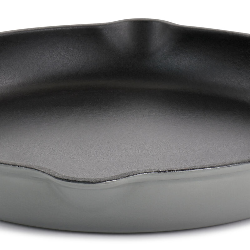 MegaChef Round 10.25 Inch Enameled Cast Iron Skillet in Gray