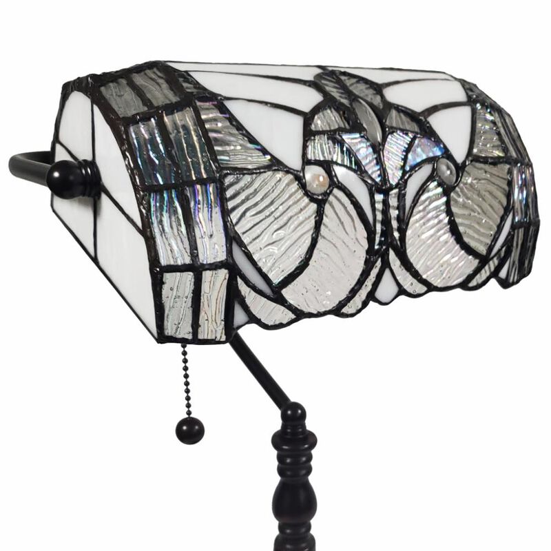 Hivvago 16" Dark Brown Table Lamp With White and Silver Shade