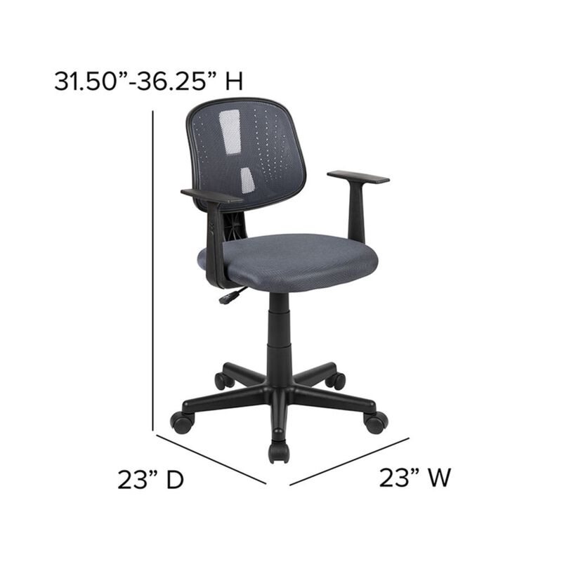 Flash Fundamentals Mid-Back Gray Mesh Swivel Task Office Chair with Pivot Back and Arms image number 9