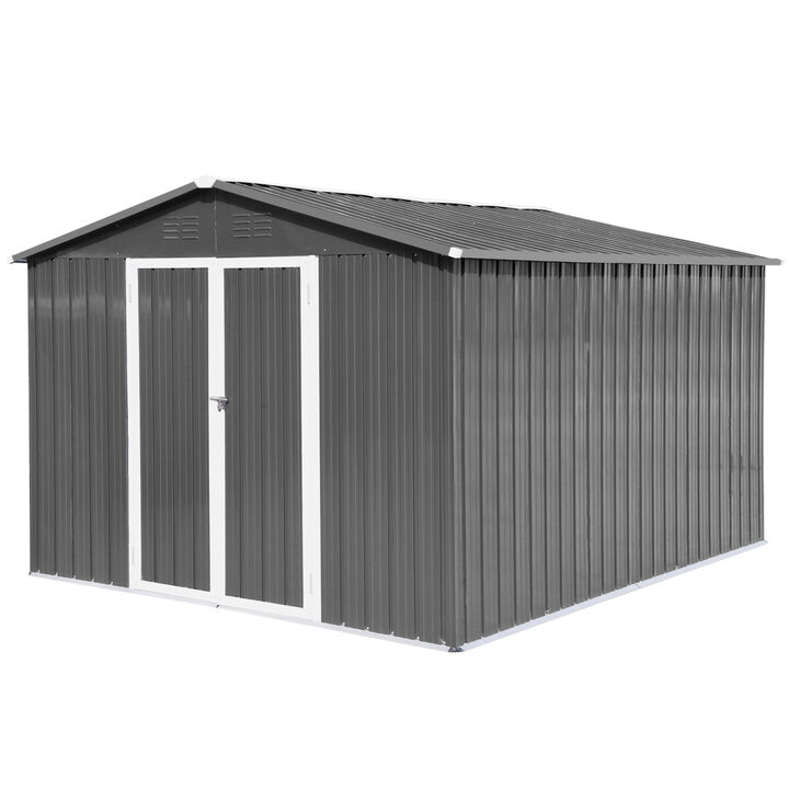 Metal garden sheds 10ftx8ft outdoor storage sheds Grey