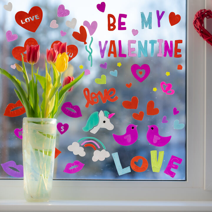 Set of 5 Double Sided Valentine's Day Gel Window Clings
