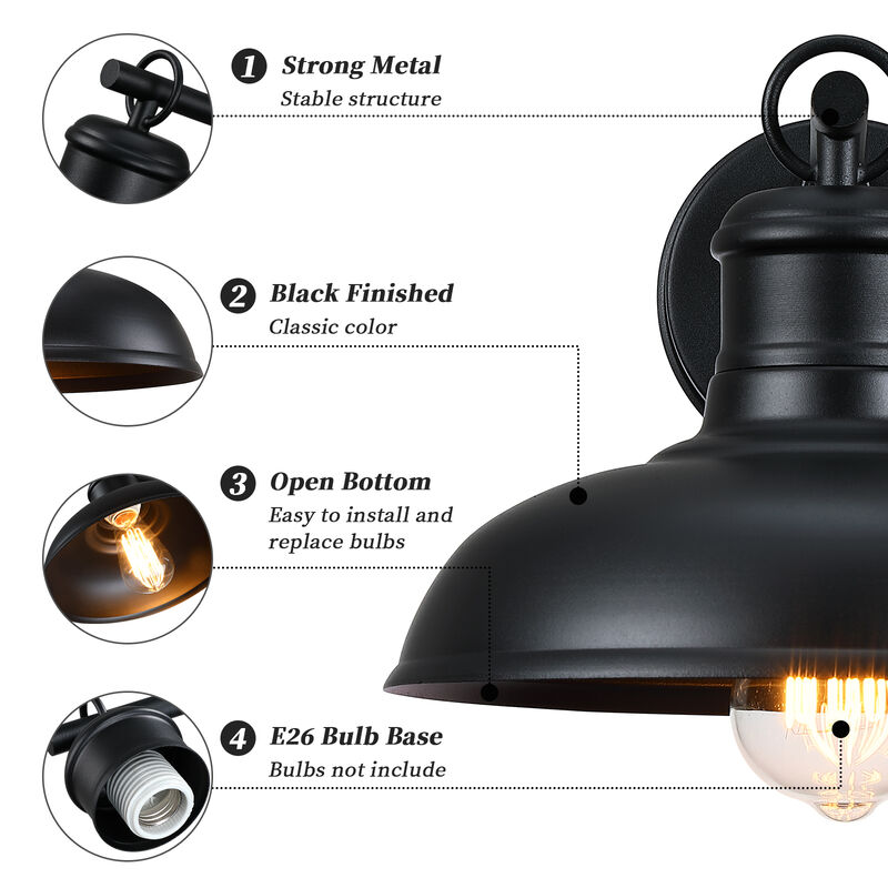 2-Pack 13.59" Farmhouse 1-Light Outdoor Wall Lights image number 3