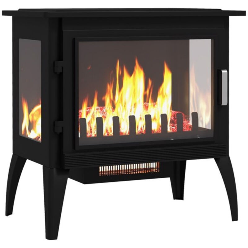 Freestanding Electric Fireplace with Adjustable Temperature, Realistic Flame Heater for Home