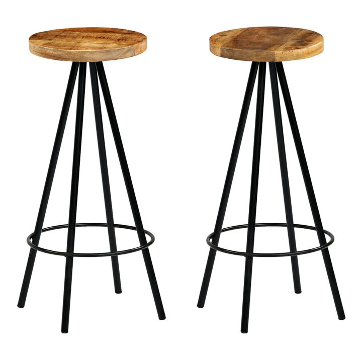 vidaXL Bar Stools 2 pcs Solid Mango Wood