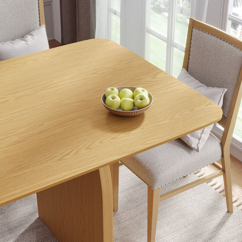 67 Inch Square Wooden Black Dining Table Seats 4-6 People, Suitable for Living Room and Dining Room