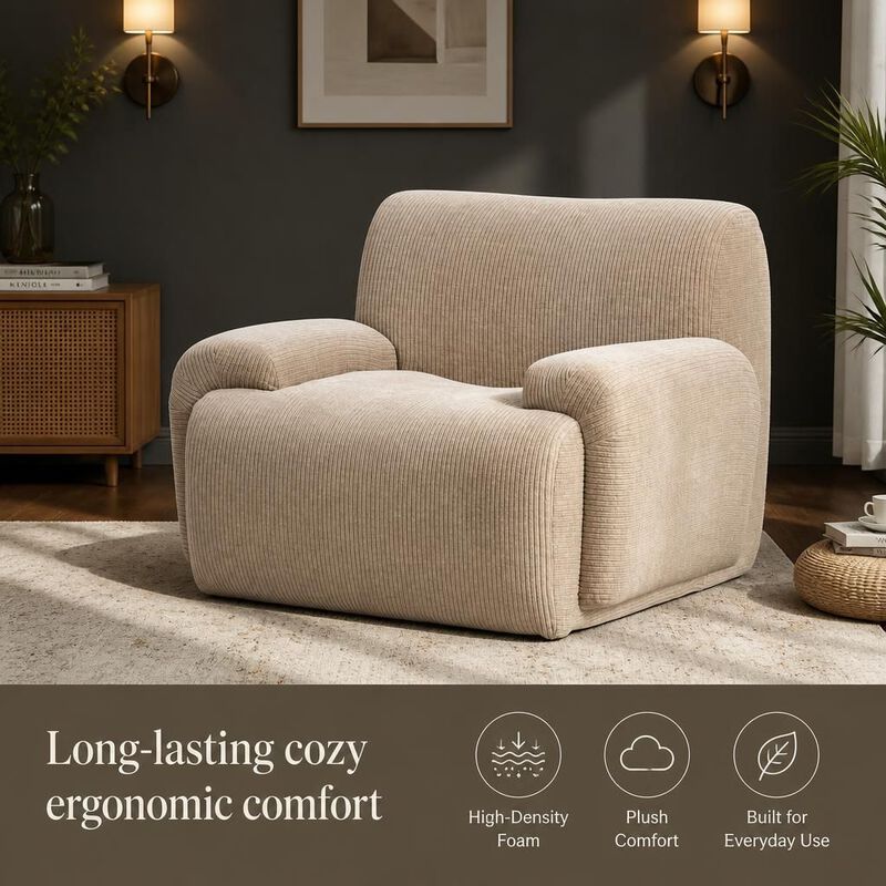 GOODSILO 42 Inch Wide Upholstered Comfy Deep Seat Accent Armchair, Modern Single Reading Lounge Chair for Living Room Bedroom Apartment Dorms image number 4