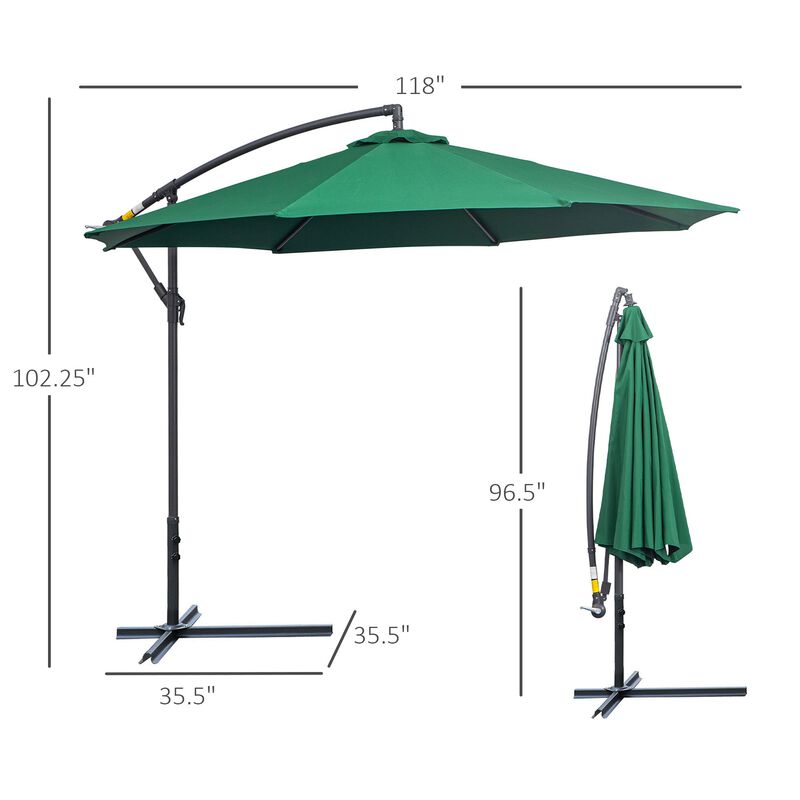 Flexible Sun Shield: 10' Green Cantilever Patio Umbrella with Tilt Function