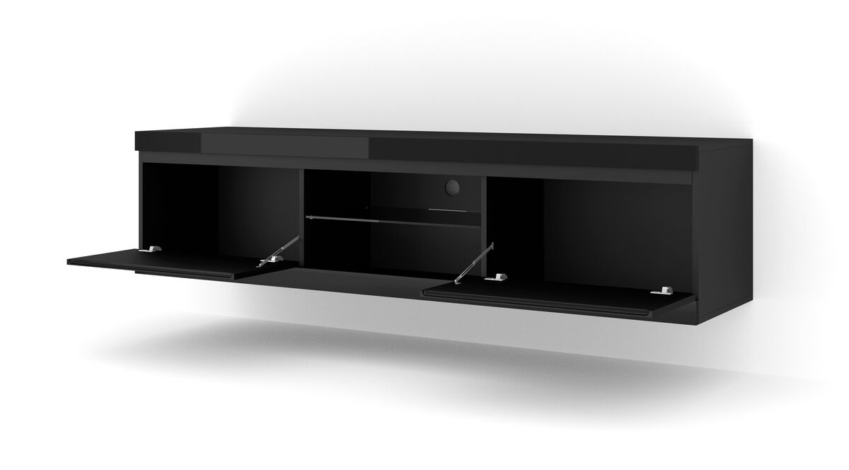 TV Stand NET 71" Universal Cabinet, Hanging or Standing Black High Gloss MDF