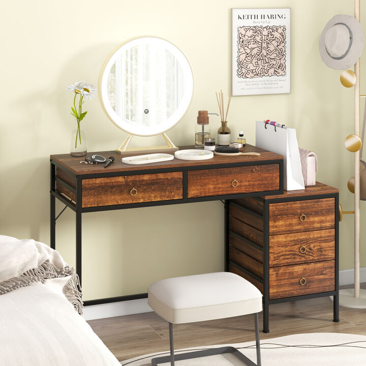 Office Desk with 5 Drawers and Side File Storage Cabinet for Workspace