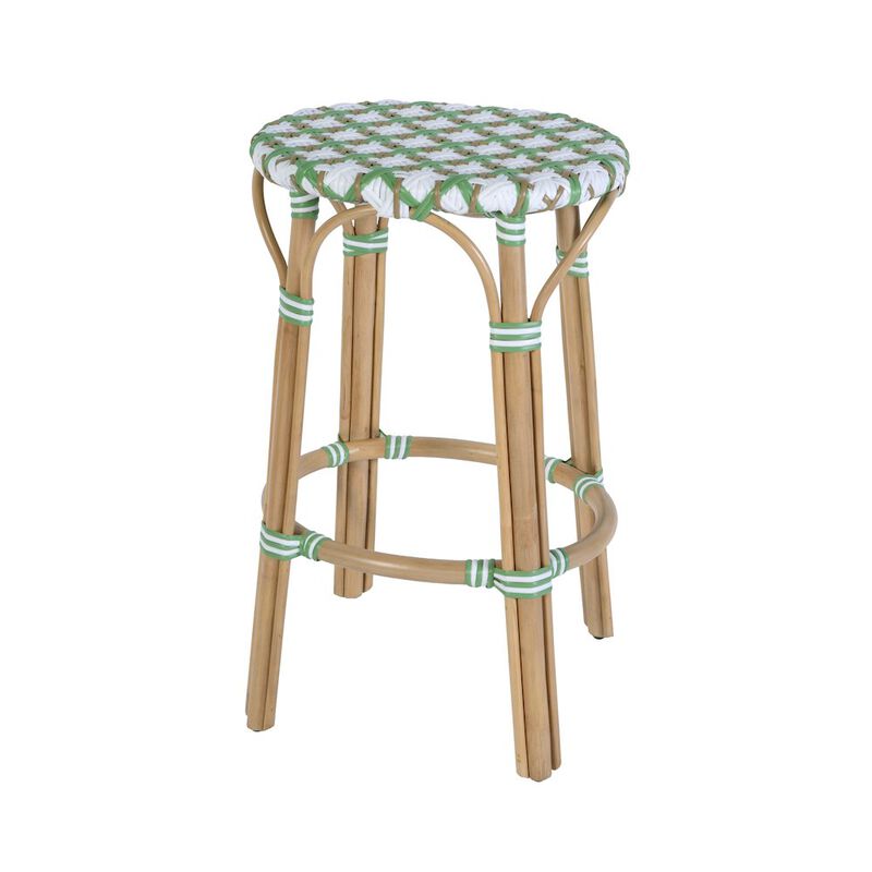 Butler Specialty Ballito 30 in. Seat Height Oval Rattan Bar Stool with Footrest, Yellow and Brown image number 0