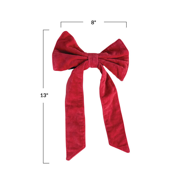 Red Velvet Cotton Clip Bow with Iron Accent image number 1
