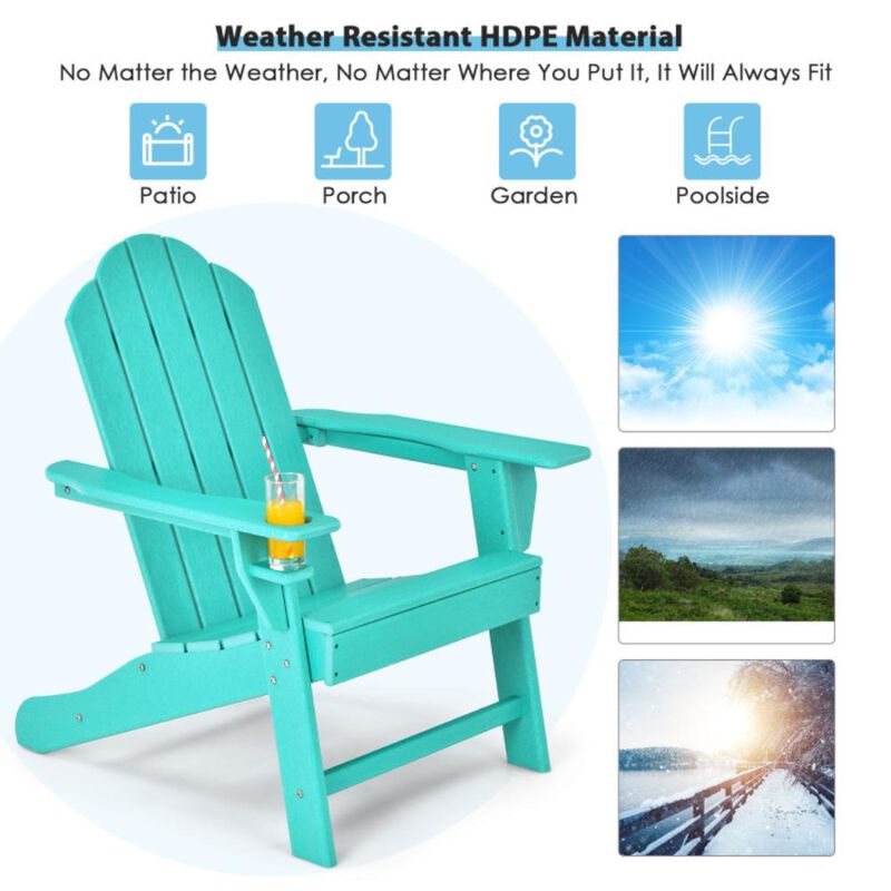 Hivvago Outdoor Adirondack Chair with Built-in Cup Holder for Backyard Porch