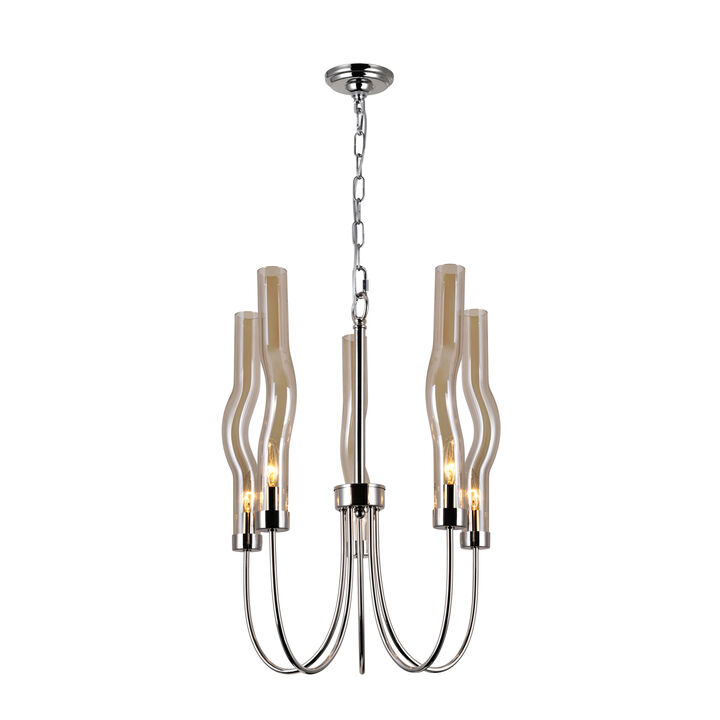 Meduse 5 Light Chandelier With Polished Nickel Finish