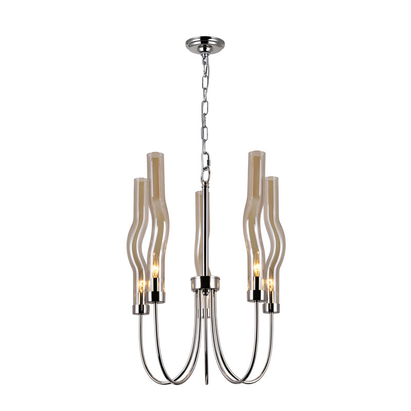 Meduse 5 Light Chandelier With Polished Nickel Finish
