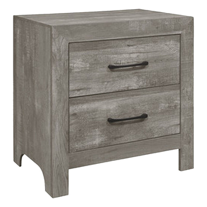 Eb Four Piece Queen Size Bedroom Set, Farmhouse Style, Gray, Black - Benzara