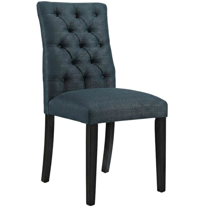 Button-Tufted Upholstered Fabric Parsons Chair, White