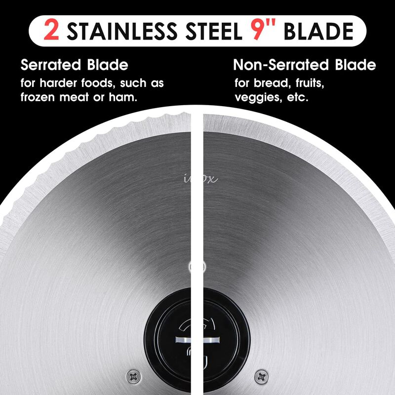 Techwood Meat Slicer, Electric Deil Food Slicer with 9inch Removable Stainless Steel Blade with Adjustable Knob for Thickness, Child Lock image number 4