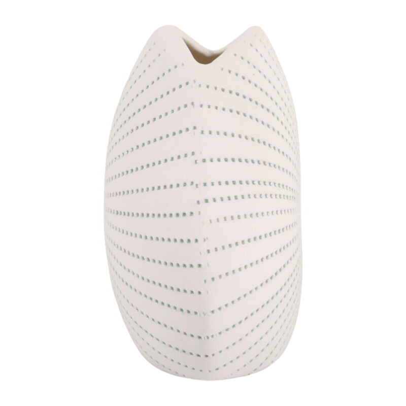 5x4" Round Dotted Shell Bud Vase, White/green image number 3