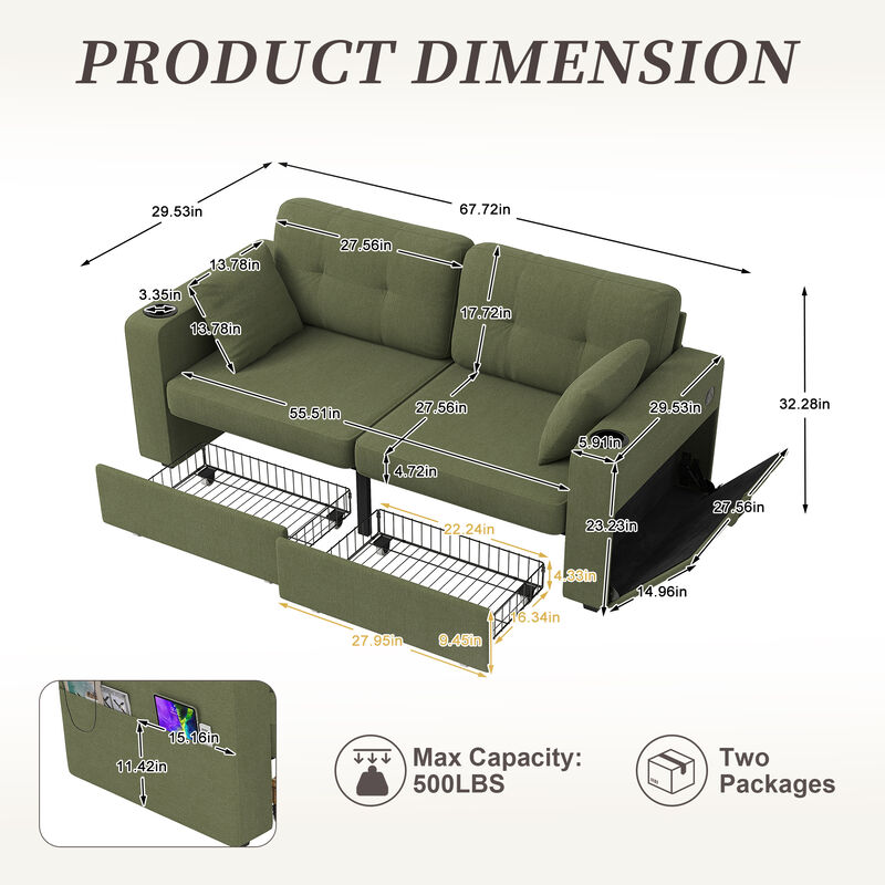Mixma Charging Station Modern Sectional Sofa image number 9