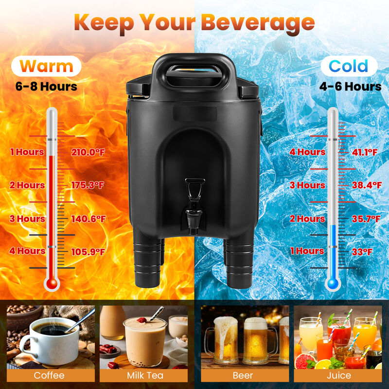 Portable Insulated Beverage Dispenser with Handles and Two Stage Faucet for Parties-Black image number 4