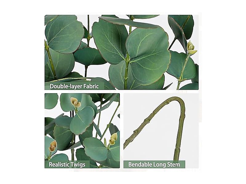 34 Inch Tall Faux Eucalyptus Stems Real Touch Artificial Greenery Stem Silver image number 1